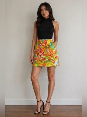 Guess Tropical Floral Mini Skirt - Lime, Pink, Orange, Blue women’s xsmall NWT